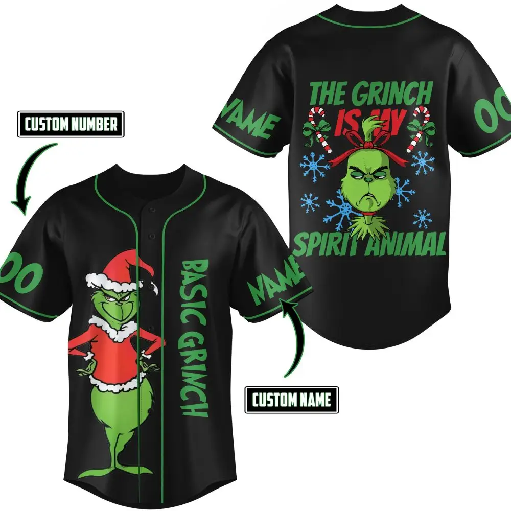 Customizable Grinch Christmas Jersey - Funny Holiday Spirit Wear - Add Your Name & Number!