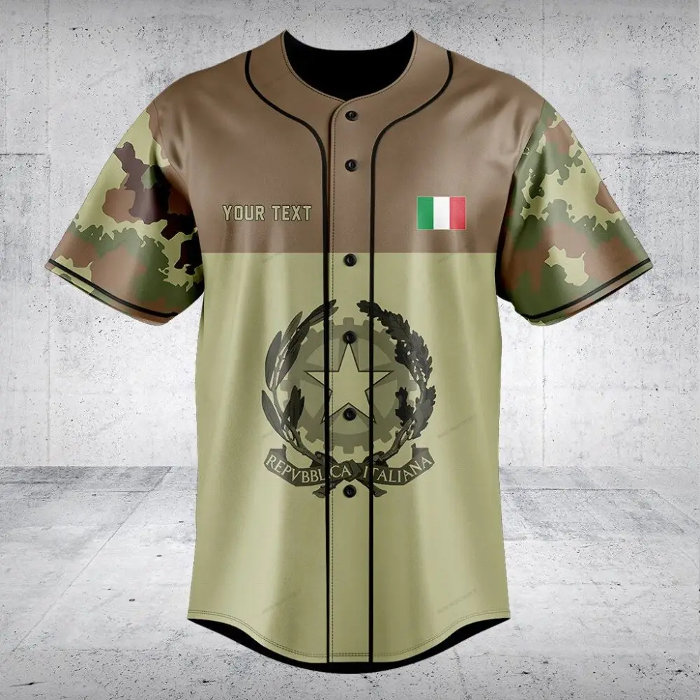 Customizable Italian Camo Baseball Jersey - Military Style, High-Quality Fabric