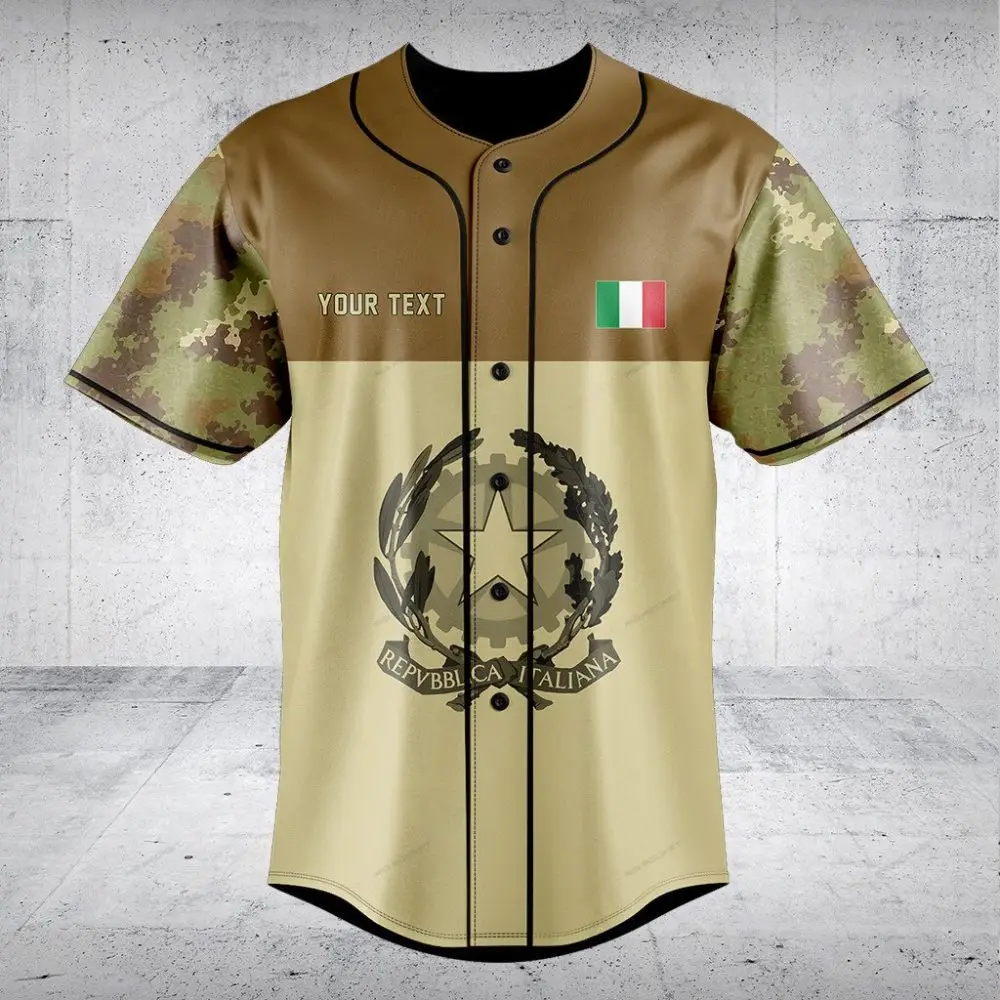 Customizable Italian Flag Camo Baseball Jersey - Stylish & Unique Sportswear