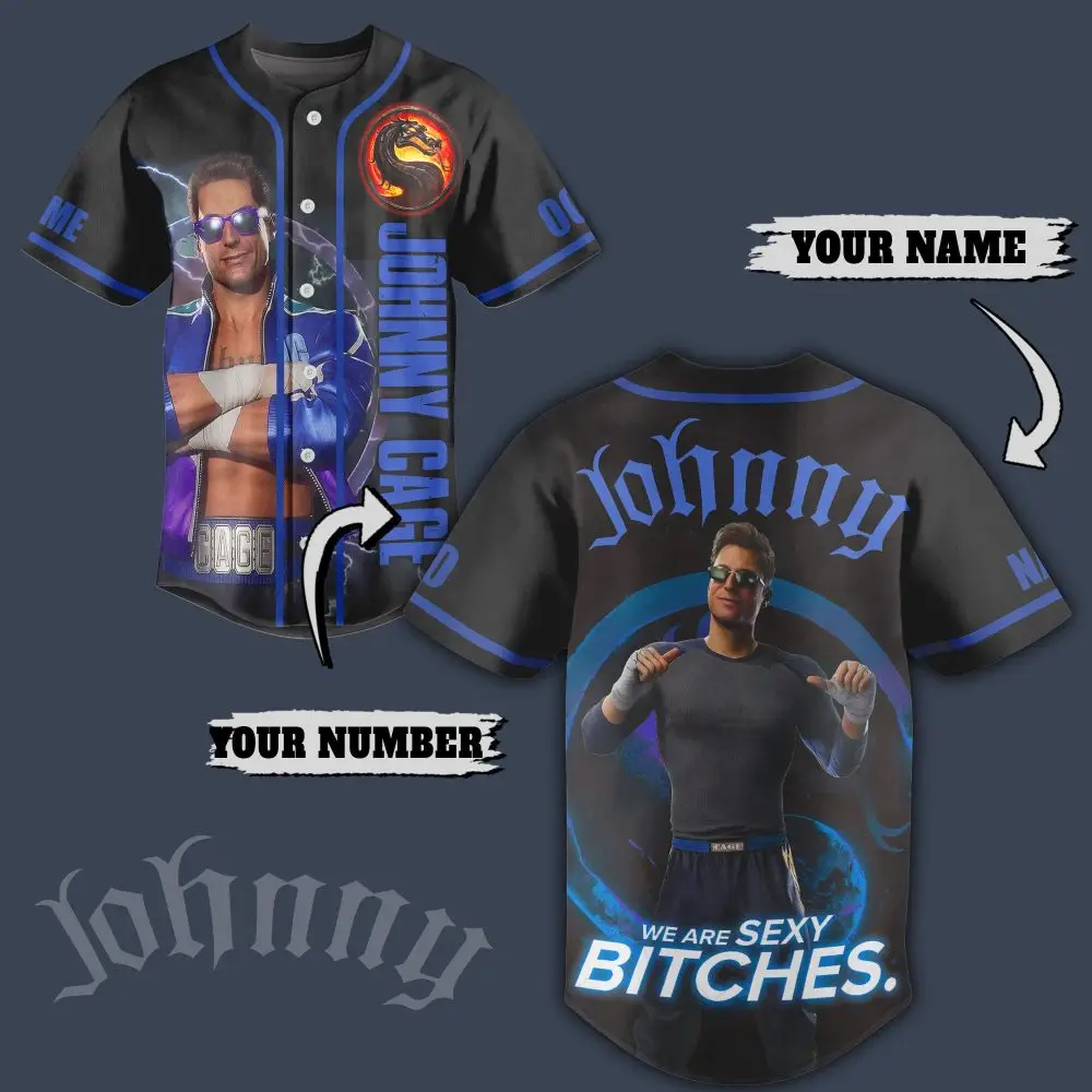 Customizable Johnny Cage Baseball Jersey – Personalized Name & Number – Unique Gift Idea