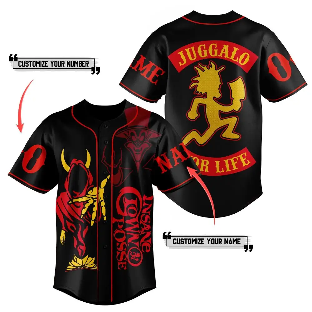 Customizable Juggalo Baseball Jersey - Insane Clown Posse Design, Personalize Name & Number!
