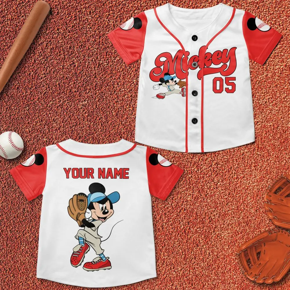 Customizable Kids' Baseball Jersey With Cartoon Character - Add Your Name For A Unique Gift!