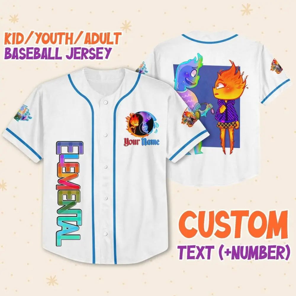 Customizable Kid/Youth/Adult Elemental Baseball Jersey - Add Your Name & Number!