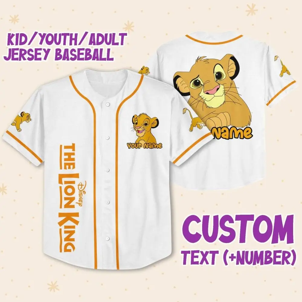 Customizable Lion King Baseball Jersey - Kids/Youth/Adult - Add Name & Number!