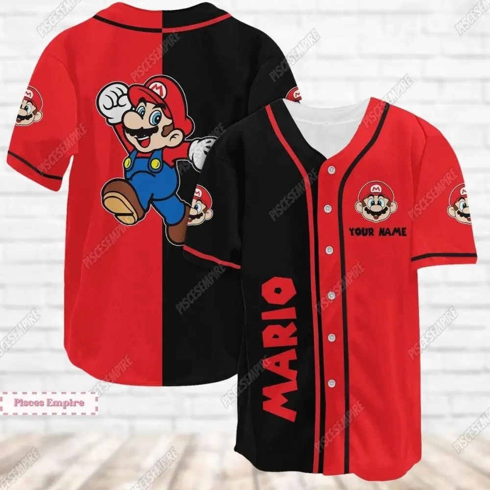 Customizable Mario Baseball Jersey - Personalized Gamer Apparel For Fans