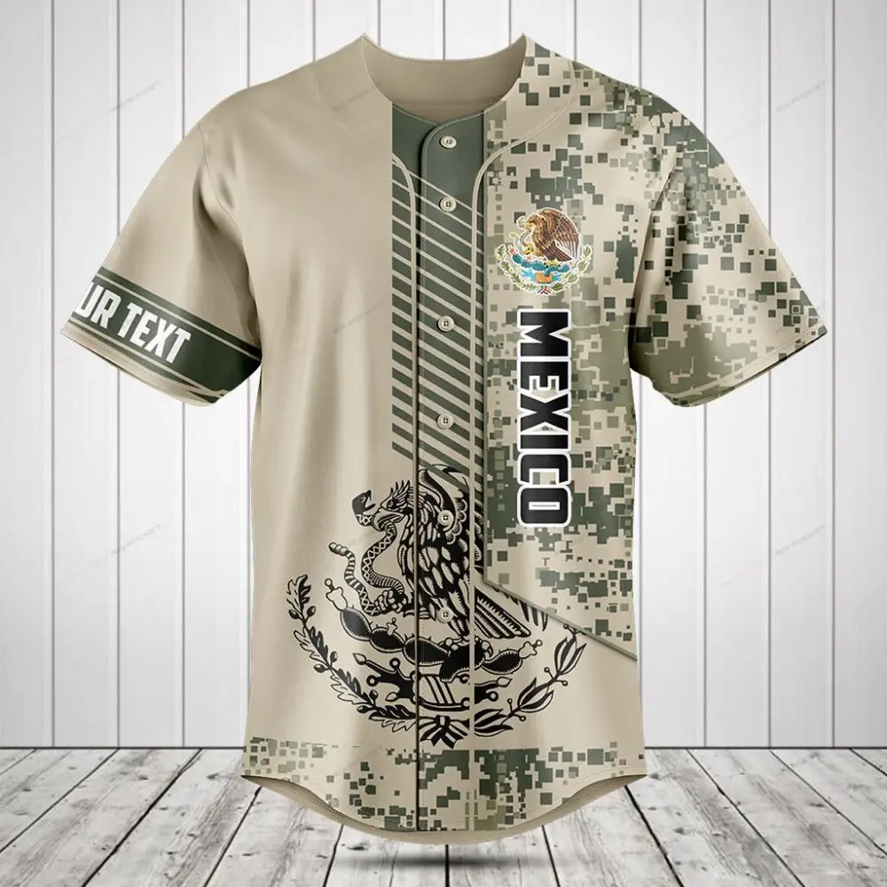 Customizable Mexico Baseball Jersey - Digital Camo Design, Personalized Text Option Customizable Mexico Baseball Jersey - Digital Camo Design, Personalized Text Option - Image 1