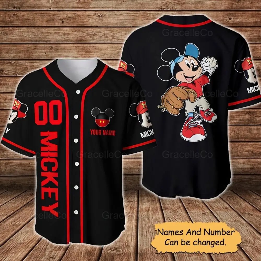 Customizable Mickey Baseball Jersey – Personalized Name & Number, Fun Disney Design