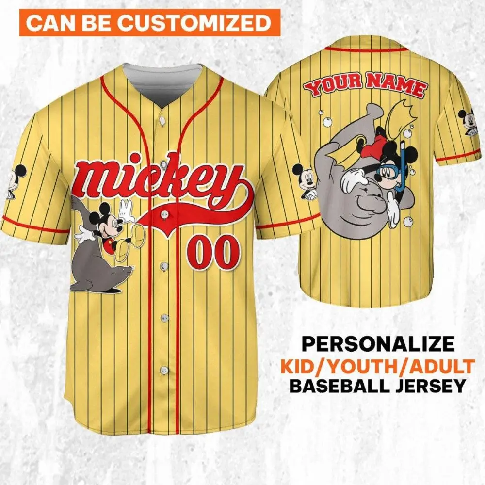Customizable Mickey Baseball Jersey For Kids & Adults - Personalize With Your Name! Customizable Mickey Baseball Jersey For Kids & Adults - Personalize With Your Name! - Image 1