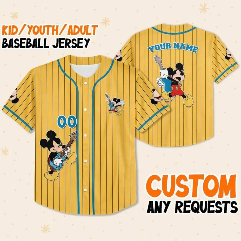 Customizable Mickey Baseball Jersey For Kids/Youth/Adults – Personalize Your Style!
