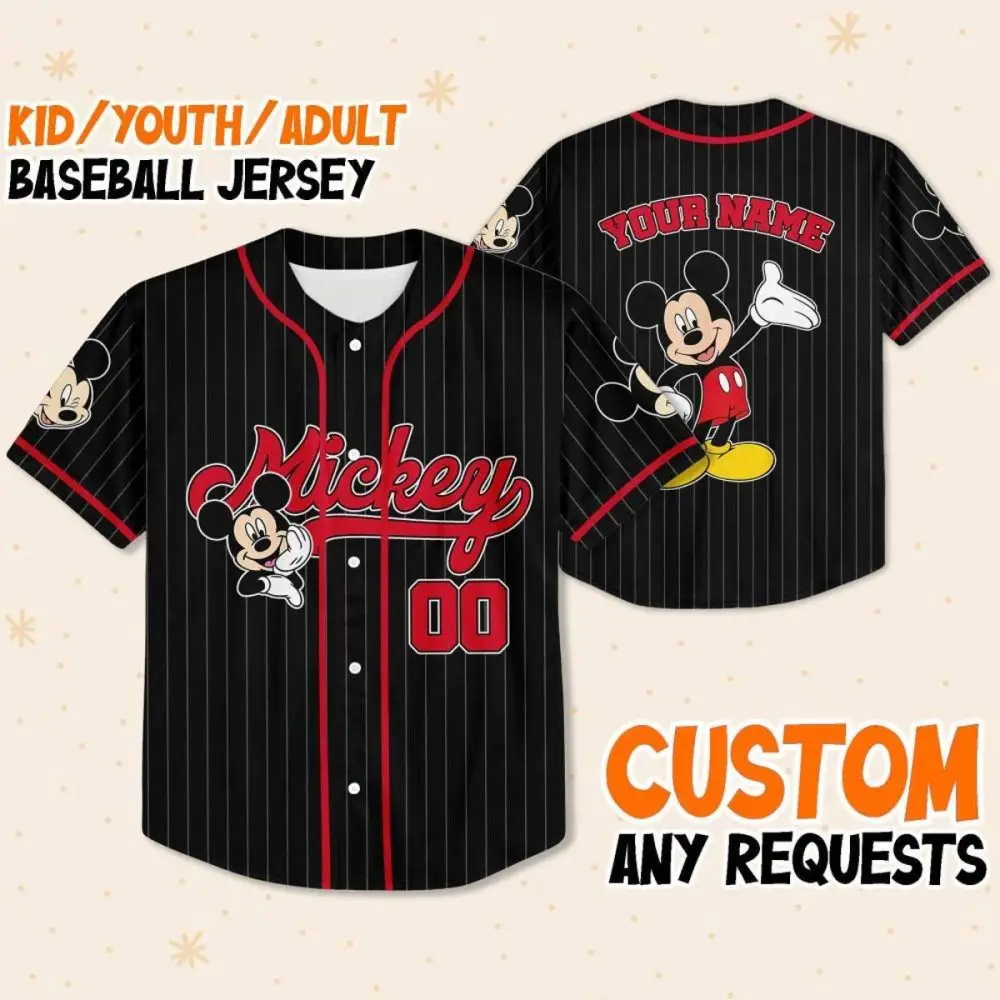 Customizable Mickey Mouse Baseball Jersey - Kids/Youth/Adult - Personalize Your Name!