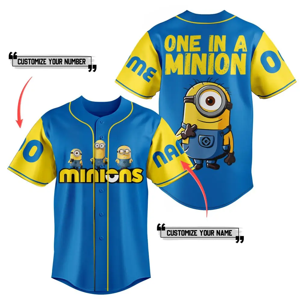 Customizable Minion Baseball Jersey - Add Your Name & Number - Fun & Unique Gift!