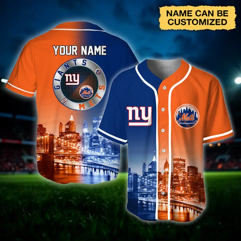 Customizable Ny Giants & Mets Skyline Jersey - Personalized Sports Fan Gift