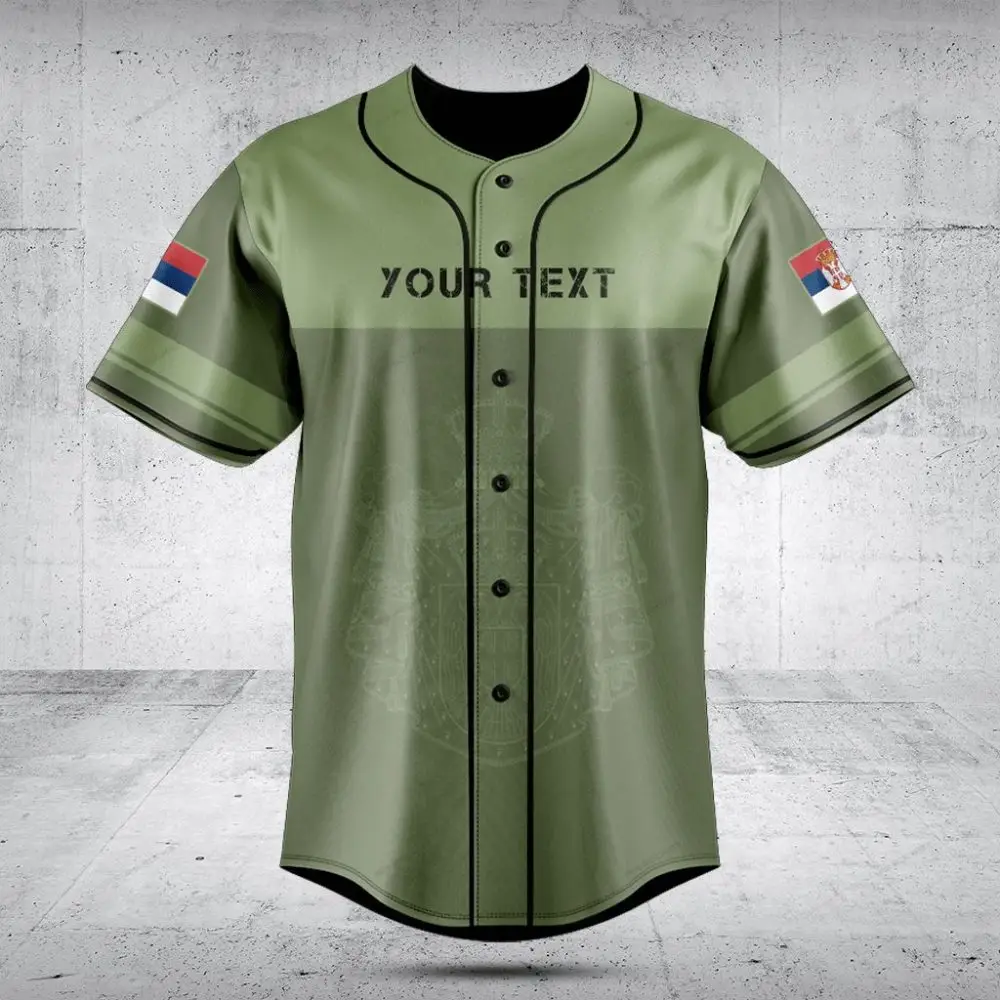 Customizable Olive Green Baseball Jersey With Flag Details - Perfect For Teams & Gifts