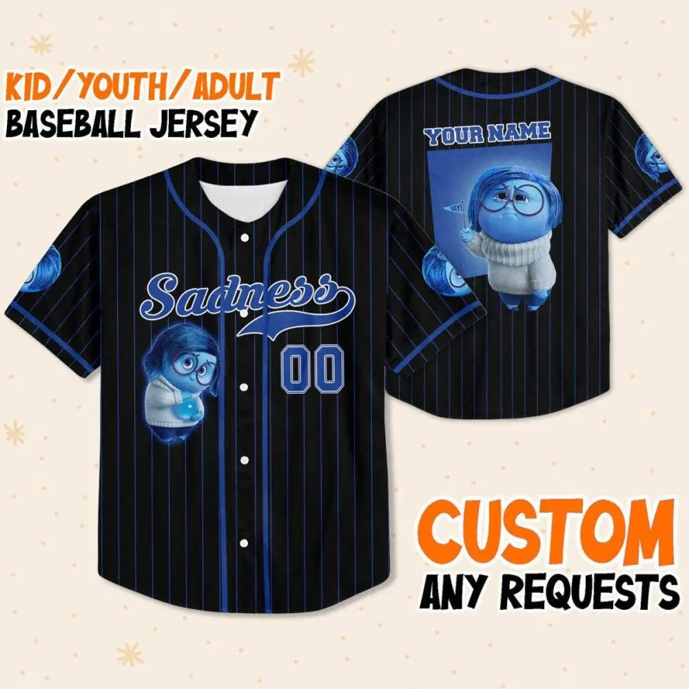 Customizable Sadness Baseball Jersey For Kids/Youth/Adults – Personalized Name & Number