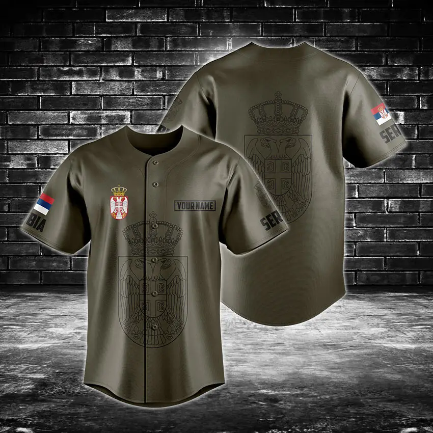 Customizable Serbia Flag Baseball Jersey - Premium Quality Sportswear For Fans Customizable Serbia Flag Baseball Jersey - Premium Quality Sportswear For Fans - Image 1