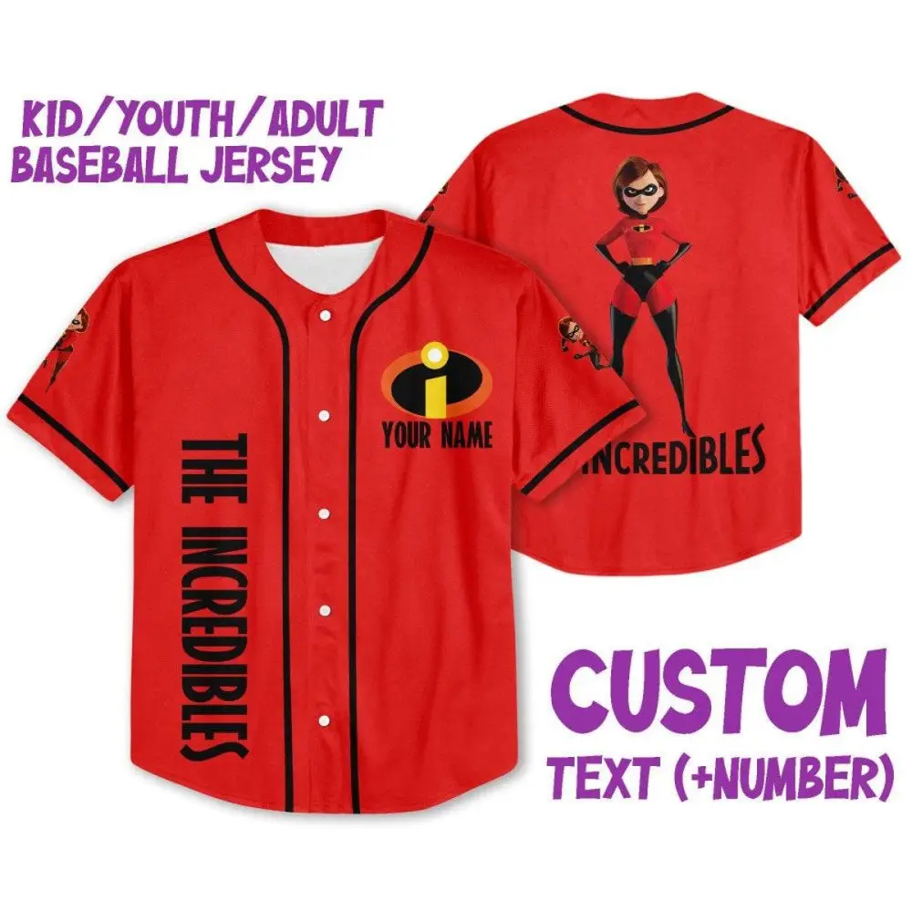 Customizable The Incredibles Baseball Jersey For Kids/Youth/Adults – Add Name & Number!