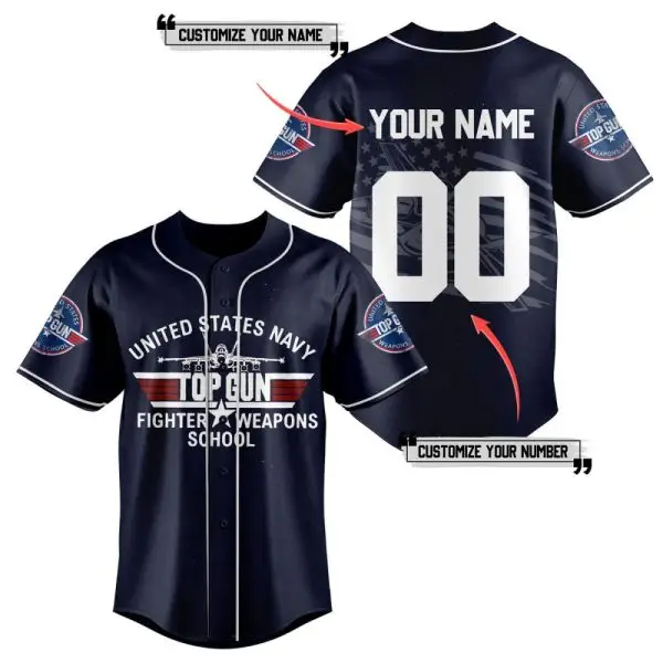 Customizable Top Gun Navy Jersey - Personalize Your Name & Number – Perfect Gift For Fans! Customizable Top Gun Navy Jersey - Personalize Your Name & Number – Perfect Gift For Fans! - Image 1