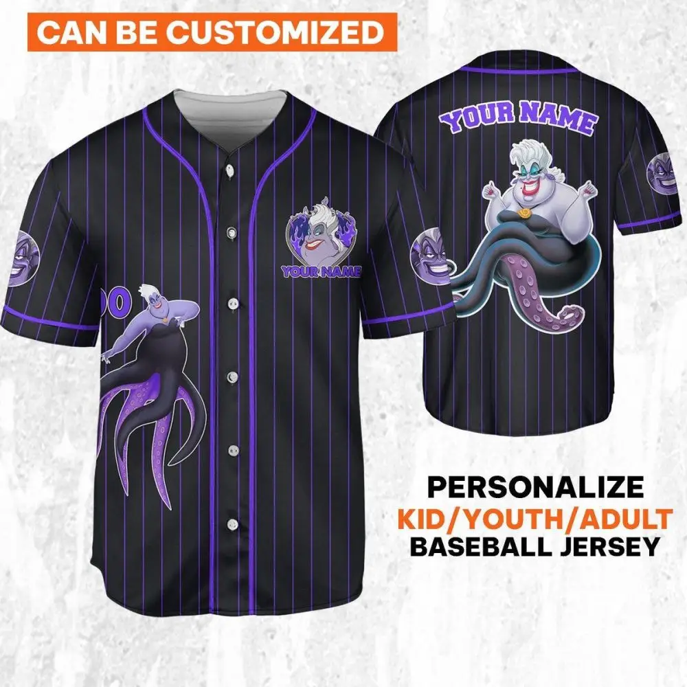 Customizable Ursula Baseball Jersey For Kids/Youth/Adults - Personalized Name & Design!