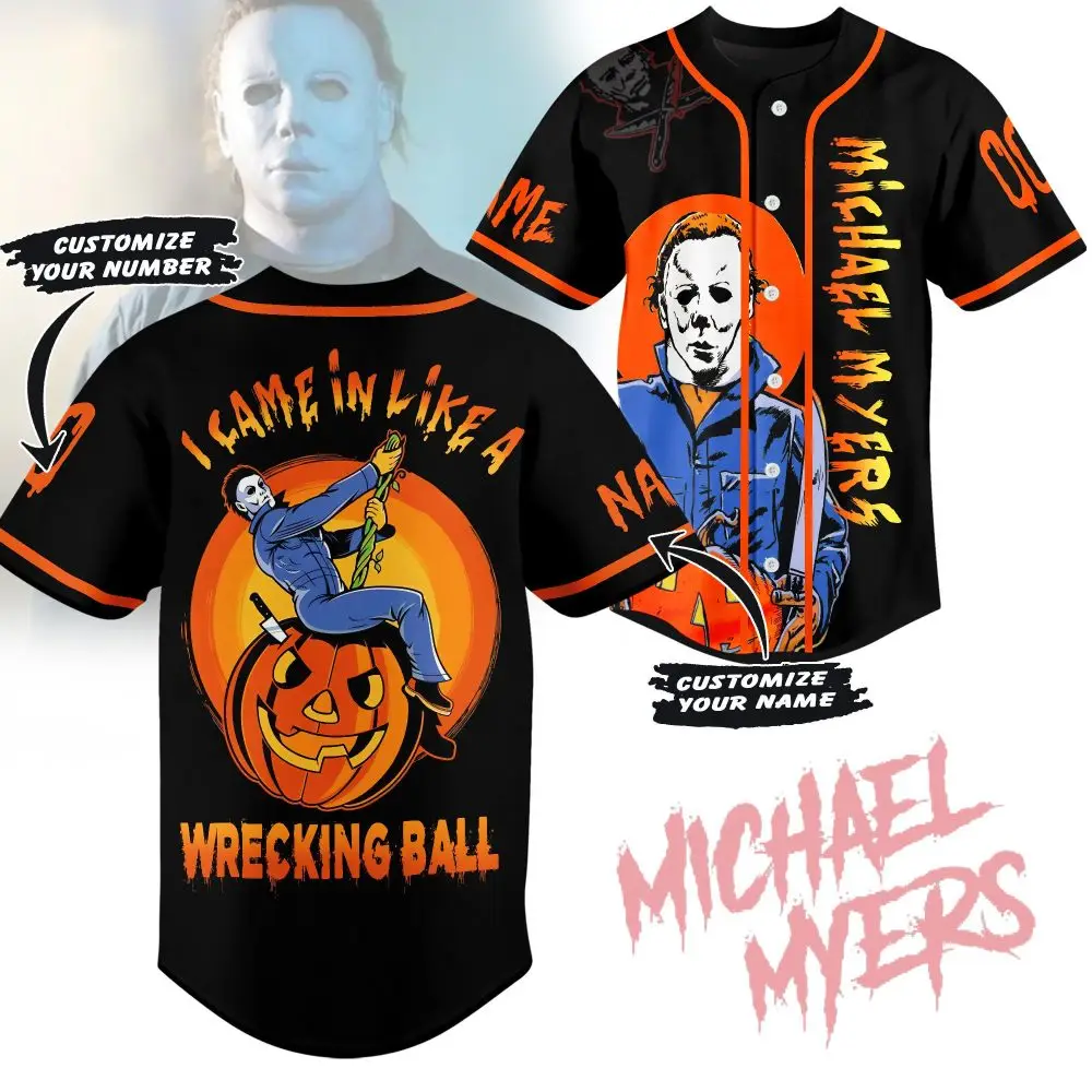 Customize Your Halloween Jersey - Michael Myers Wrecking Ball Design - Add Name & Number!