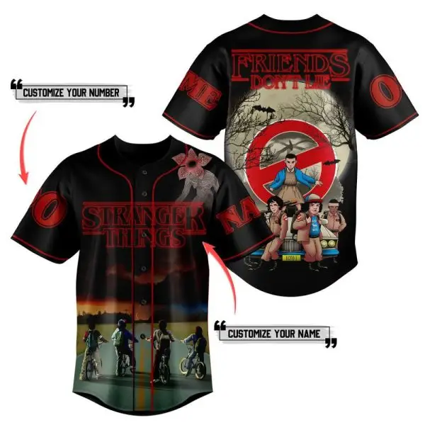 Customize Your Own Stranger Things Baseball Jersey - Friends Don'T Lie Edition!