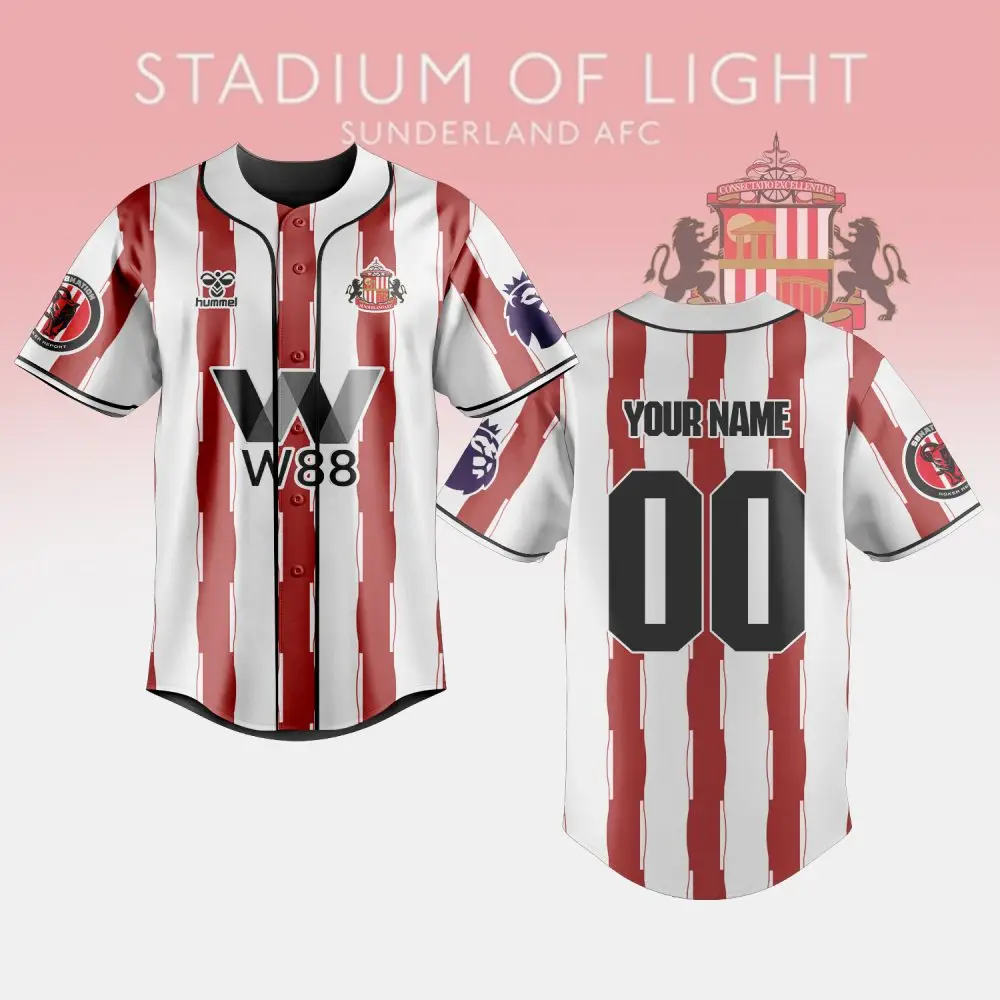 Customize Your Sunderland Afc Baseball Jersey - Personalize Name & Number - Official Striped Design