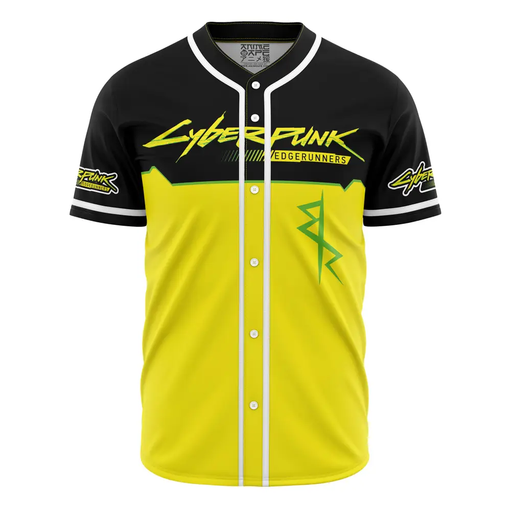 Cyberpunk Edgerunners Baseball Jersey - Bold Yellow & Black Design - Unisex Fashion Tee