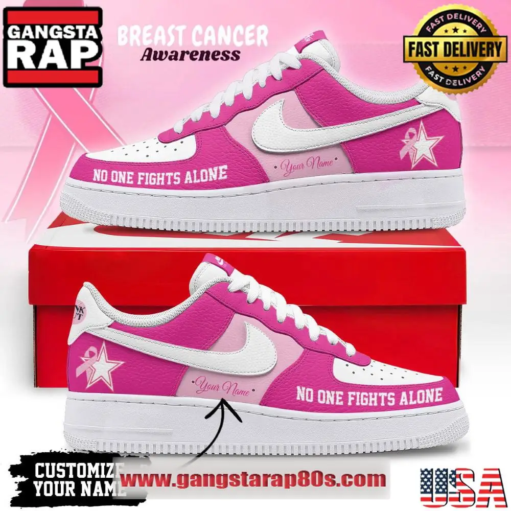 Dallas Cowboys Breast Cancer Awareness October Custom Air Force 1 Running Sneakers Shoes