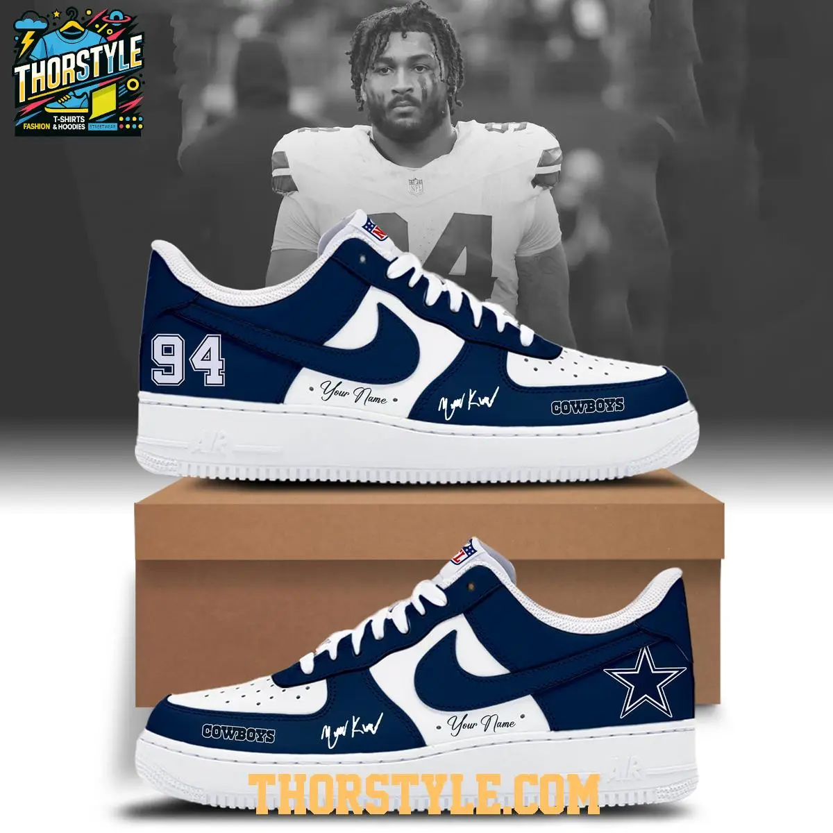 Dallas Cowboys Marshawn Kneeland Memorial Personalized Air Force 1 Shoes