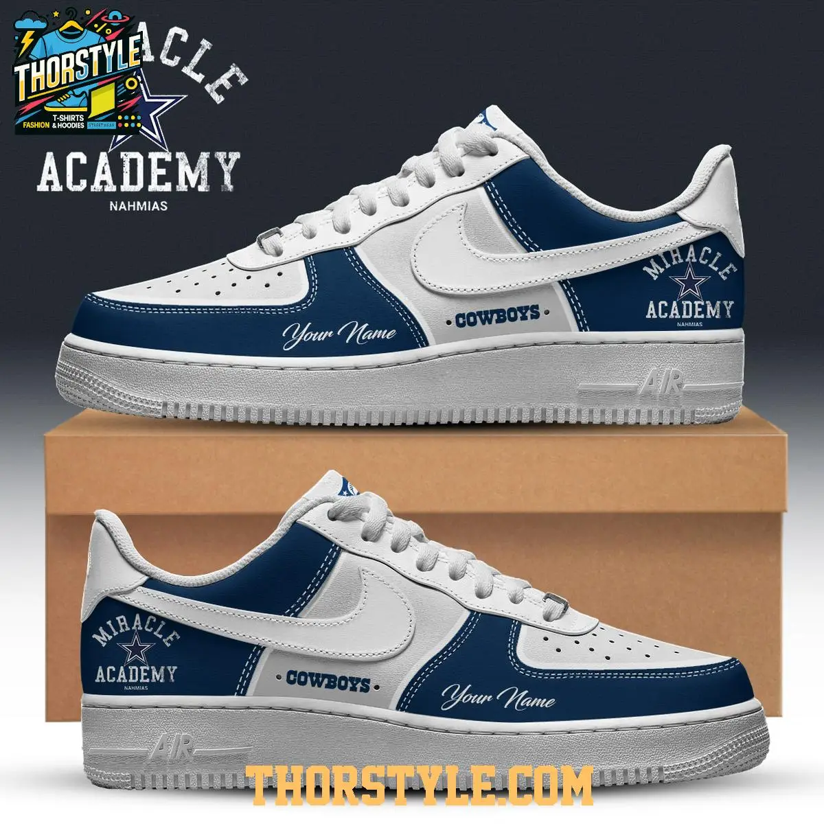 Dallas Cowboys Nahmias Miracle Academy Personalized Air Force 1 Shoes