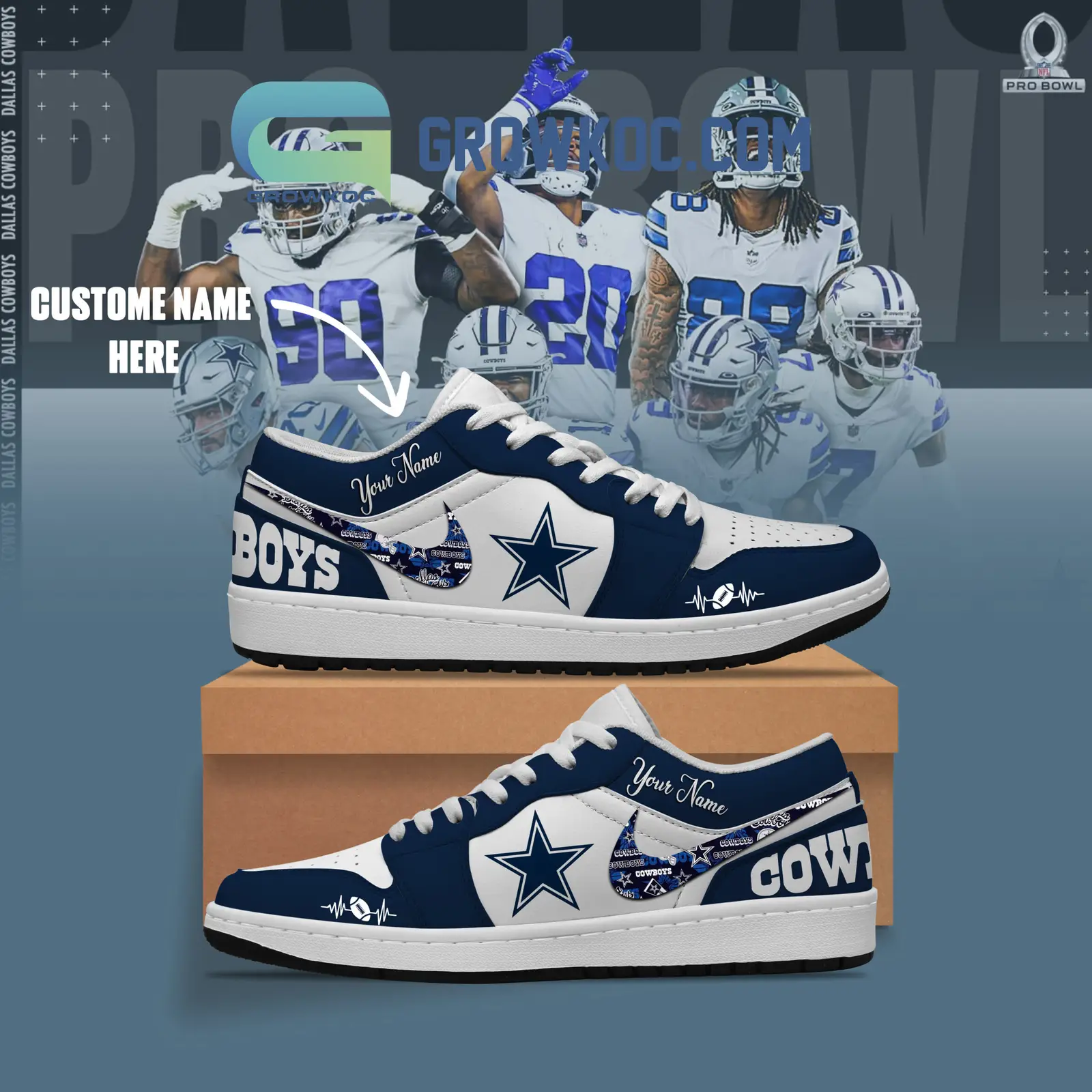 Dallas Cowboys NFL Personalized Air Jordan 1 Shoes