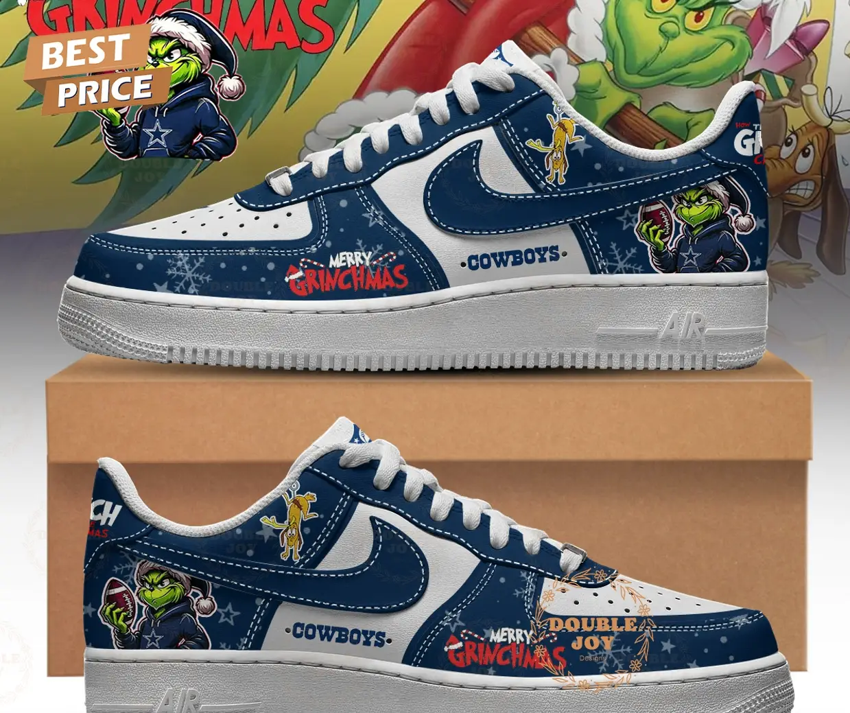 Dallas Cowboys X Merry Grichmas 2025 Air Force 1 Sneakers