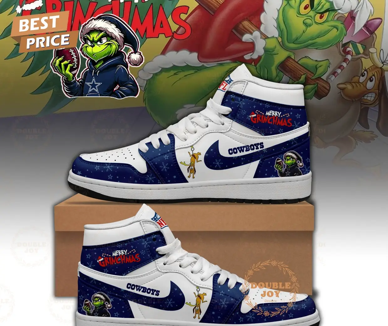 Dallas Cowboys x Merry Grichmas 2025 Air Jordan 1 Hightop Shoes