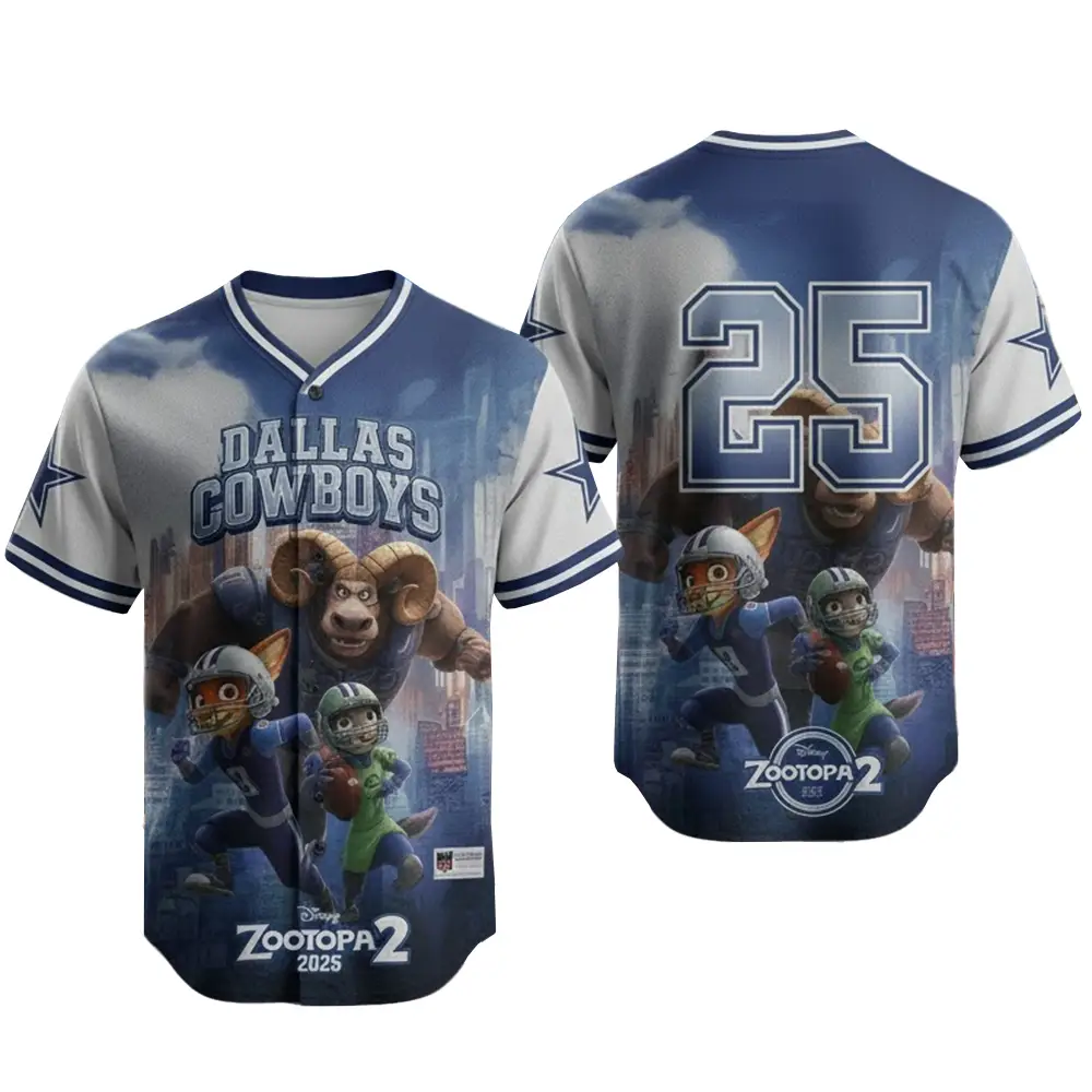 Dallas Cowboys x Zootopia 2 Wilde Hopps Baseball Jersey 2025 - Tazila Dallas Cowboys x Zootopia 2 Wilde Hopps Baseball Jersey 2025 - Tazila - Image 1