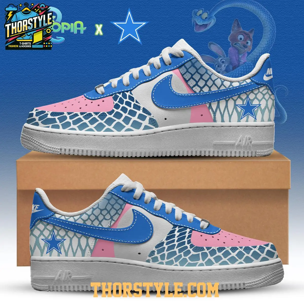Dallas Cowboys Zootopia 2 Gary De'Snake 2025 Personalized Air Force 1 Shoes Dallas Cowboys Zootopia 2 Gary De'Snake 2025 Personalized Air Force 1 Shoes - Image 1