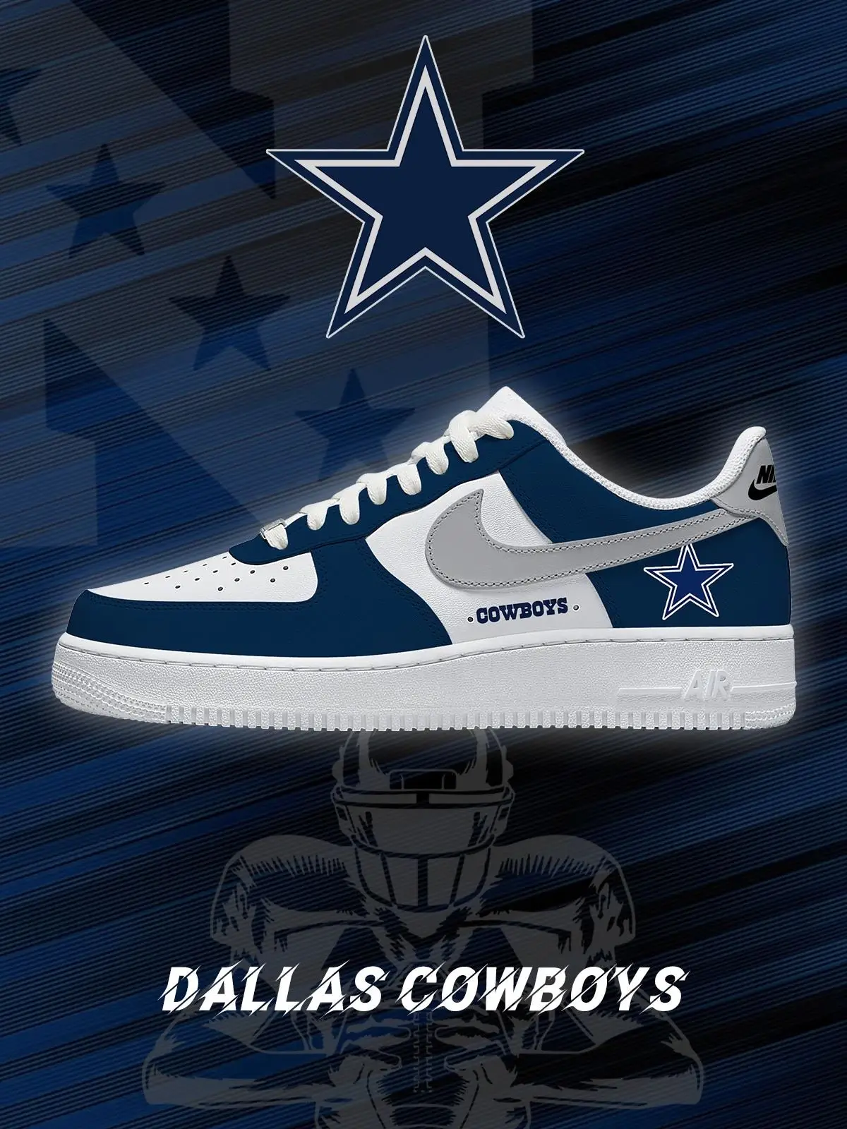 Dallas Football Custom Air Force 1 Sneakers - NFL Fan Edition | EW26