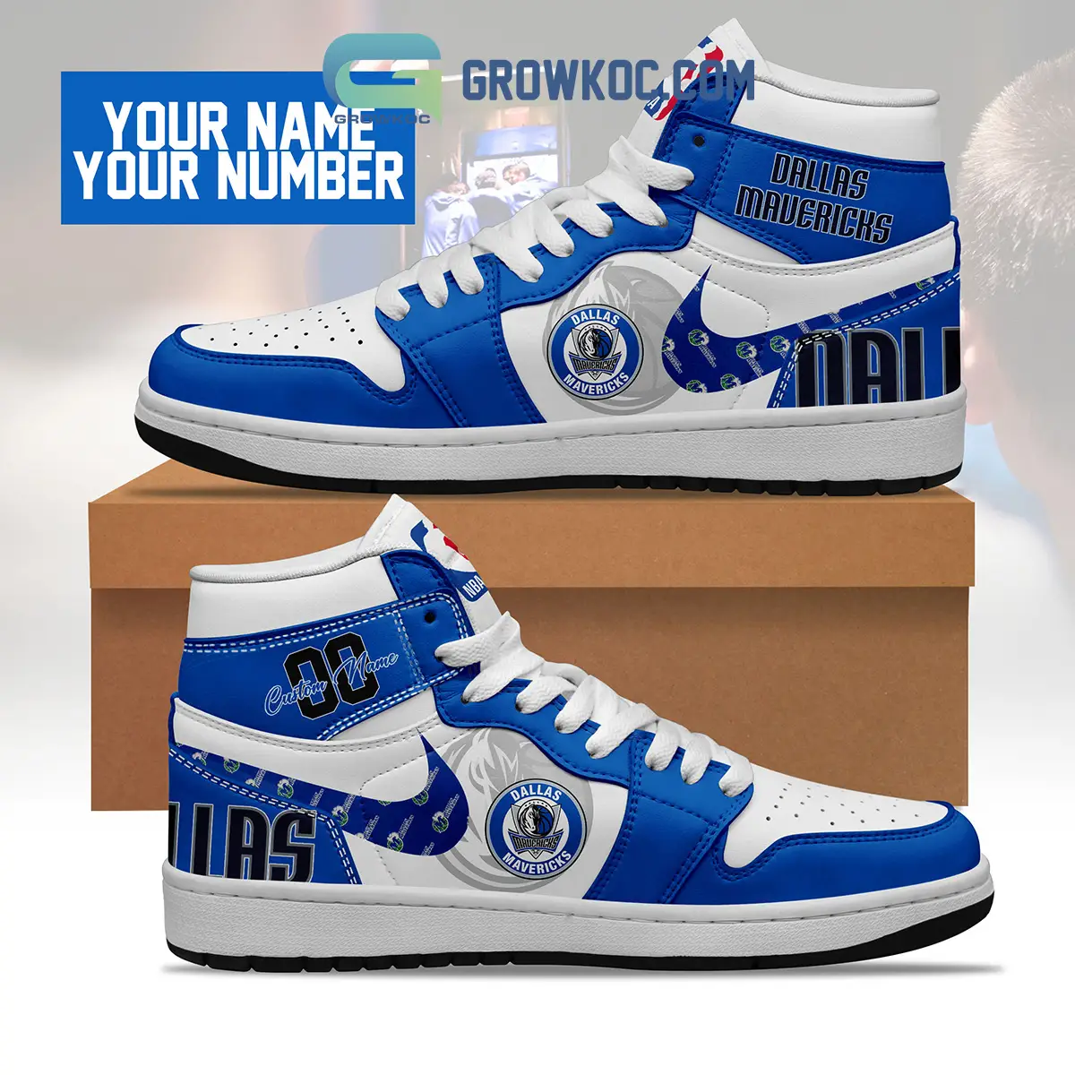 Dallas Mavericks NBA Personalized Air Jordan 1 Shoes