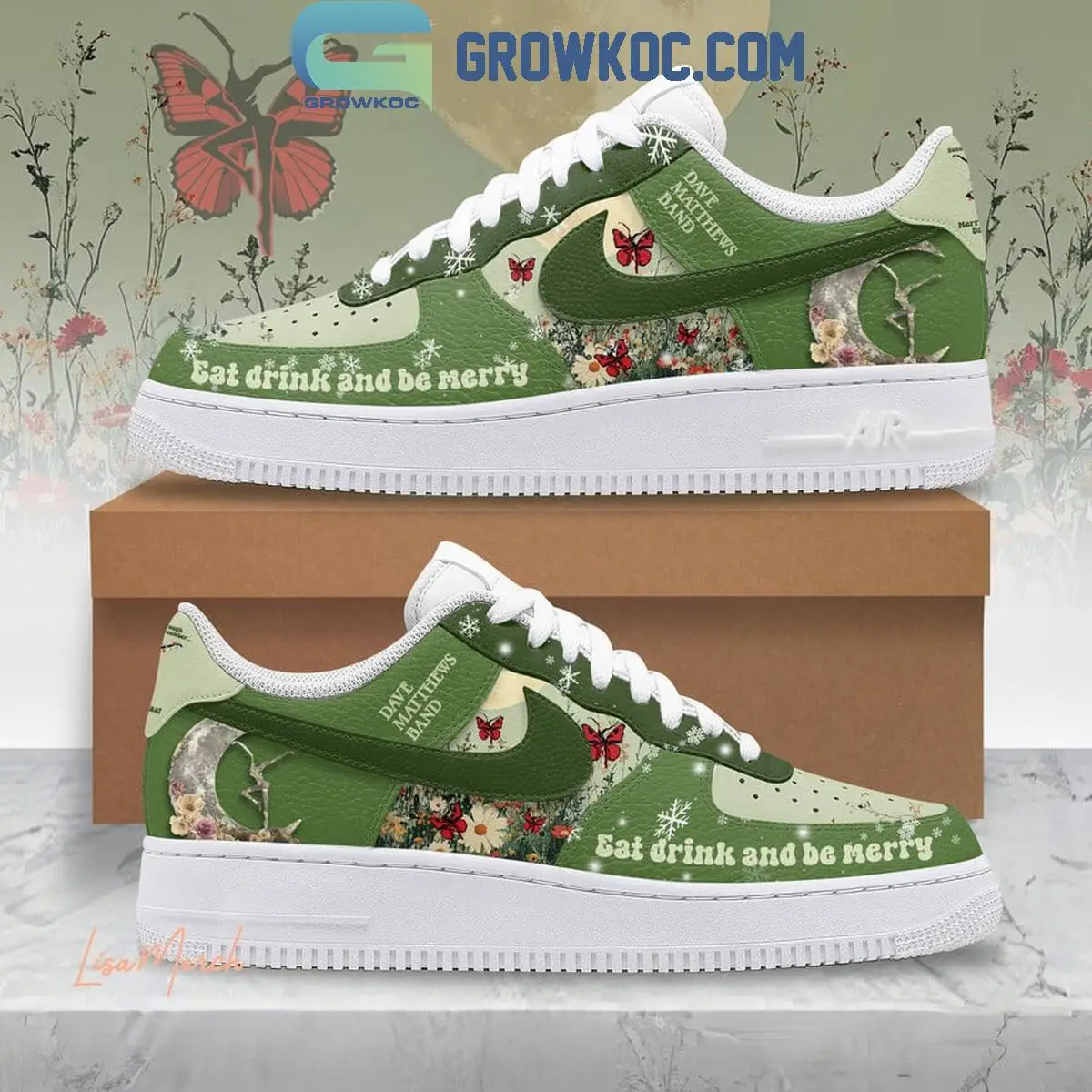 Dave Matthews Band Eat Drink And Be Mercy Christmas Air Force 1 Shoes Dave Matthews Band Eat Drink And Be Mercy Christmas Air Force 1 Shoes - Image 1