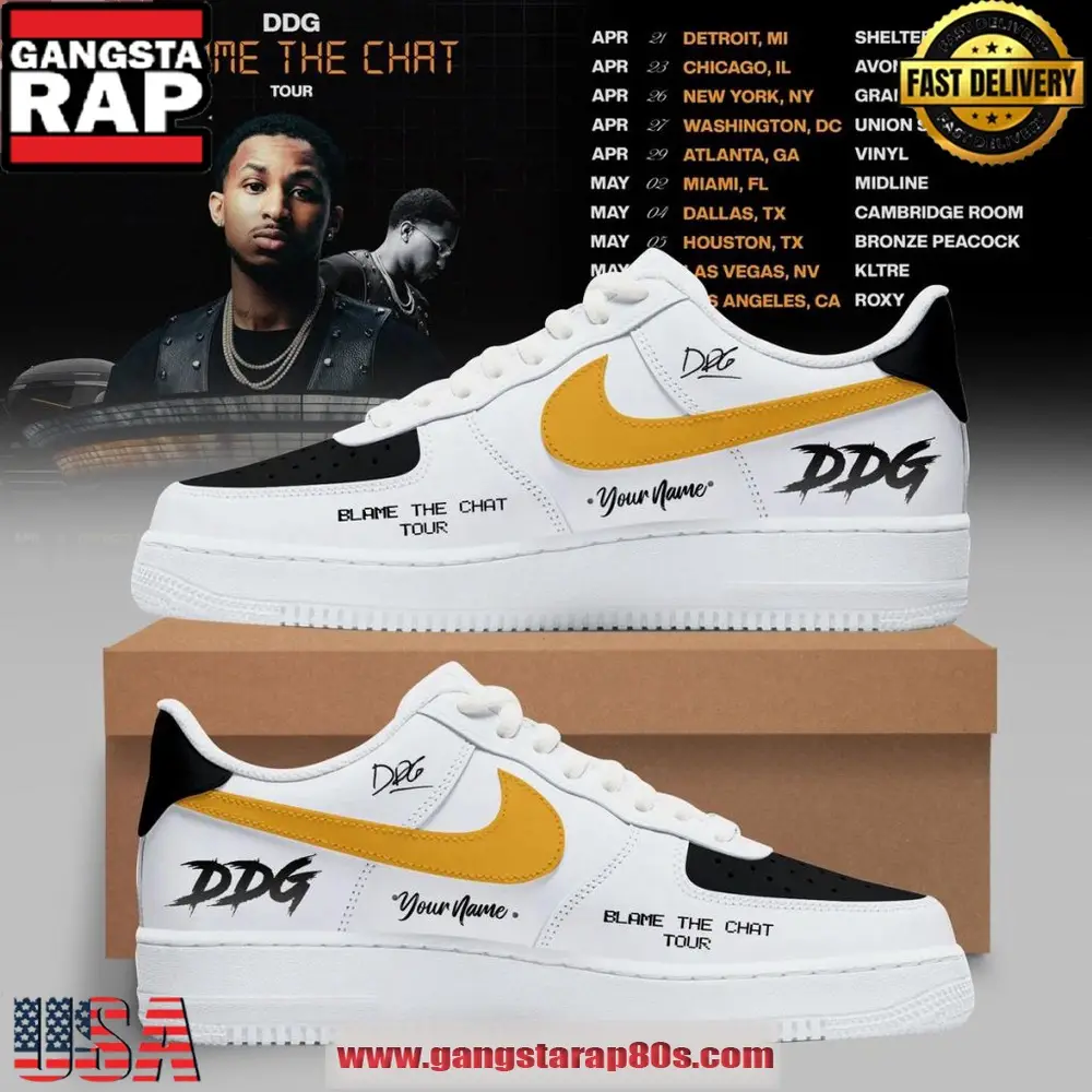 DDG Blame the Chat Tour 2026 Custom Nike Air Force 1 Sneakers Shoes DDG Blame the Chat Tour 2026 Custom Nike Air Force 1 Sneakers Shoes - Image 1