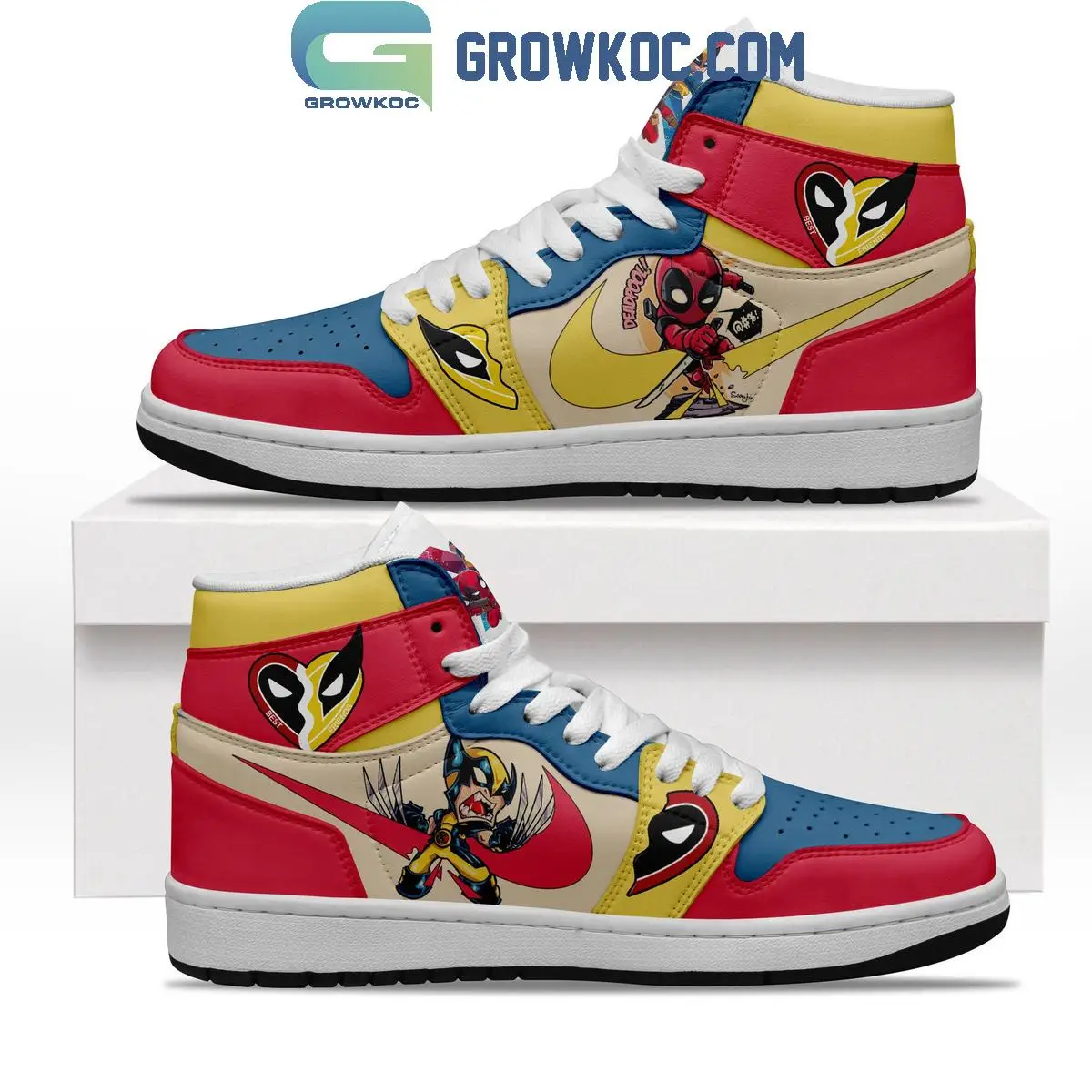 Deadpool 4 Wolverines Best Friends True Love Air Jordan 1 Shoes Deadpool 4 Wolverines Best Friends True Love Air Jordan 1 Shoes - Image 1
