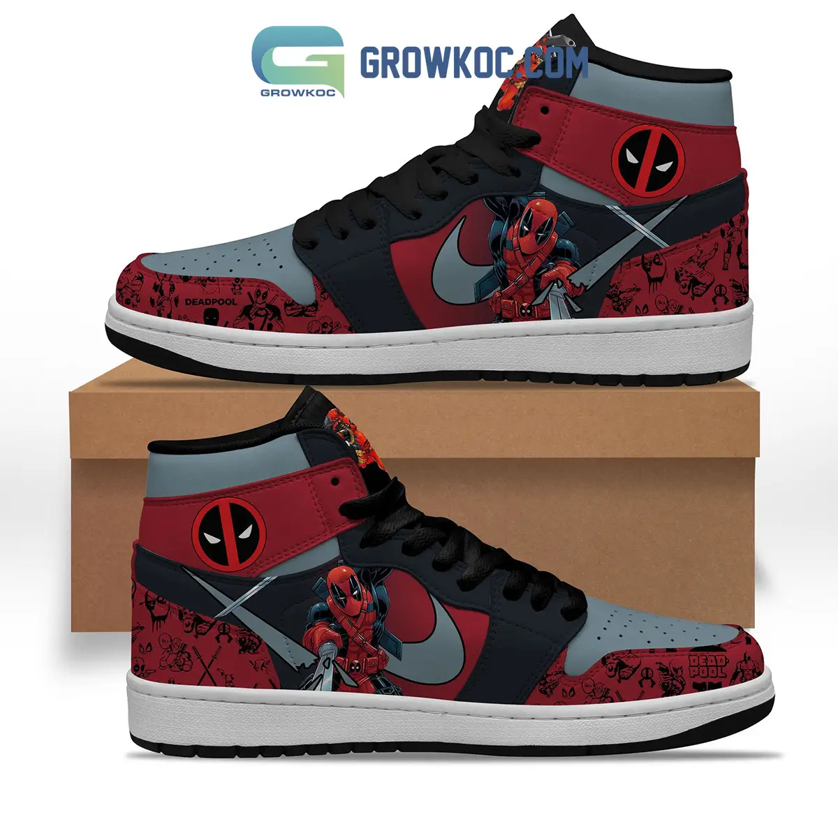 Deadpool DP Marvel Anti Hero Air Jordan 1 Shoes Deadpool DP Marvel Anti Hero Air Jordan 1 Shoes - Image 1