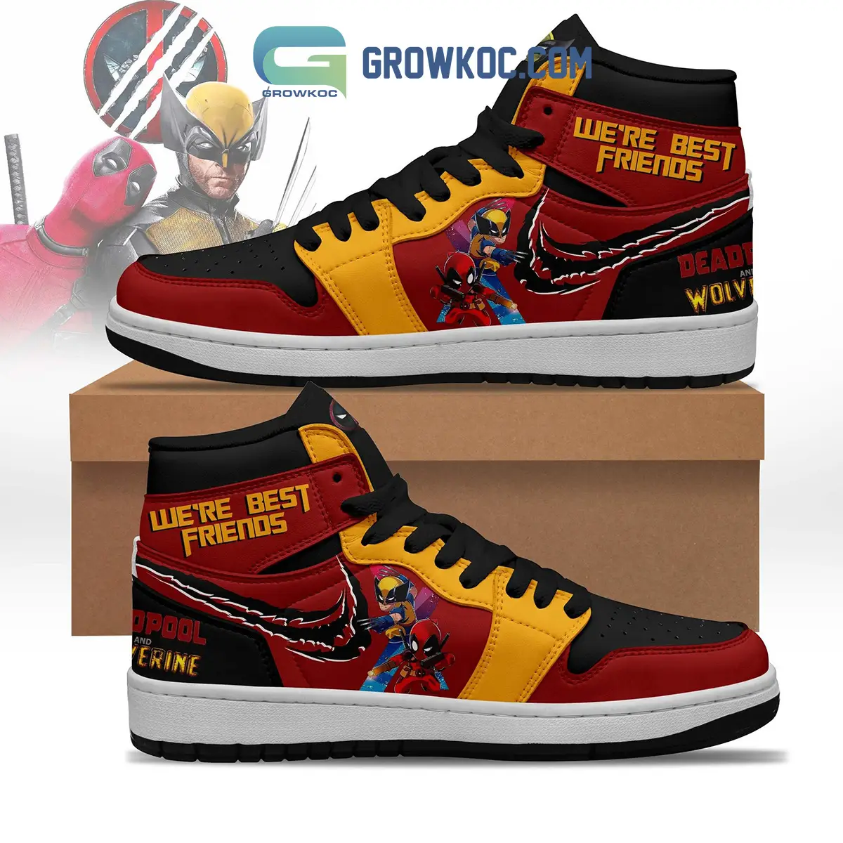 Deadpool Wolverine We're Best Friend Air Jordan 1 Shoes