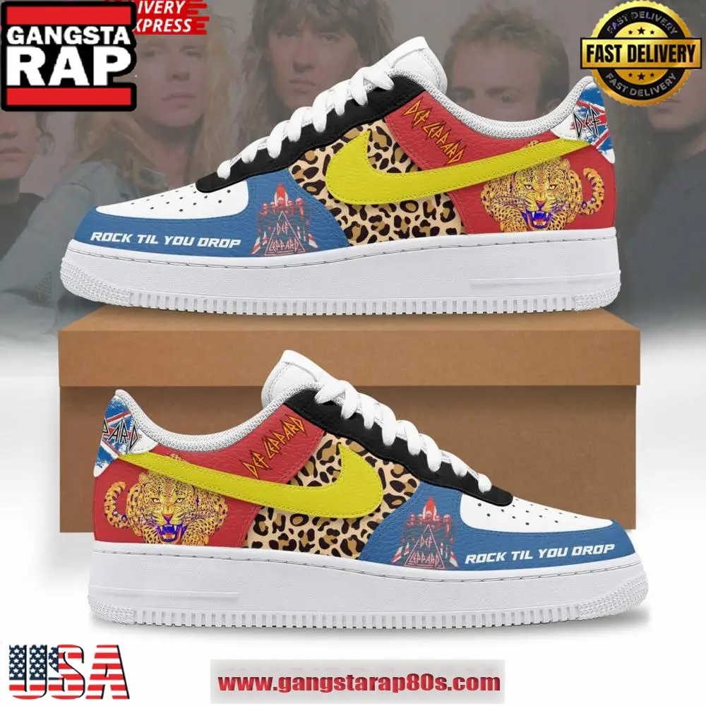 Def Leppard Rock Til You Drop Limited Air Force 1 Sneakers Shoes Def Leppard Rock Til You Drop Limited Air Force 1 Sneakers Shoes - Image 1