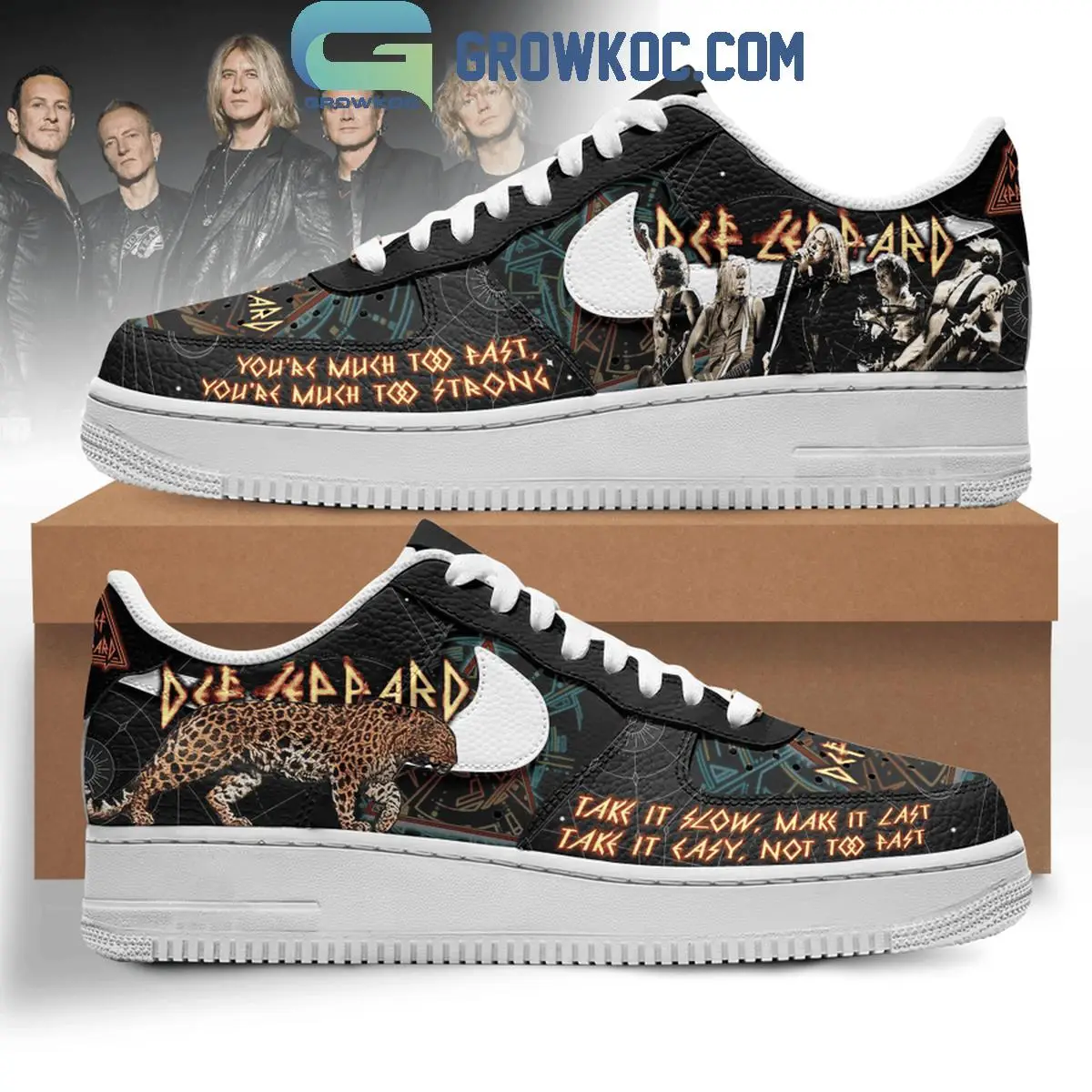 Def Leppard You're Much Too Fast Too Strong Air Force 1 Shoes Def Leppard You're Much Too Fast Too Strong Air Force 1 Shoes - Image 1