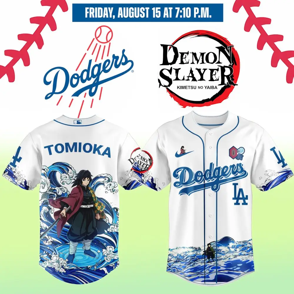 Demon Slayer X Dodgers Tomioka Jersey - Limited Edition Anime Baseball Shirt