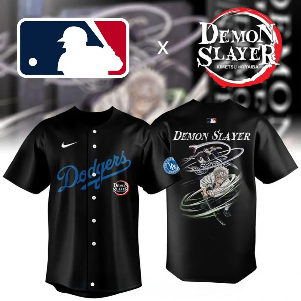 Demon Slayer x Los Angeles Dodgers 2025 Baseball Jersey Bonus Dad Gifts - Tazila