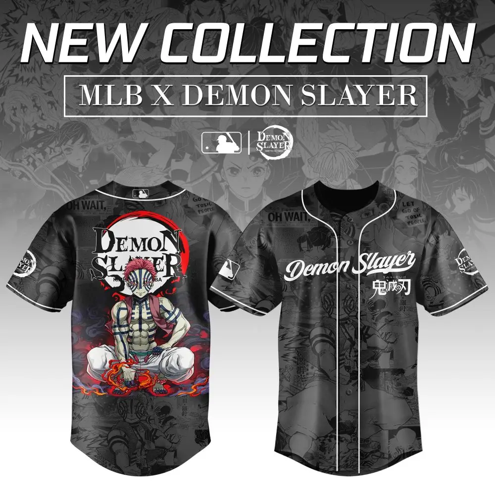 Demon Slayer X Mlb Limited Edition Jersey - Anime Fans Must-Have! Demon Slayer X Mlb Limited Edition Jersey - Anime Fans Must-Have! - Image 1