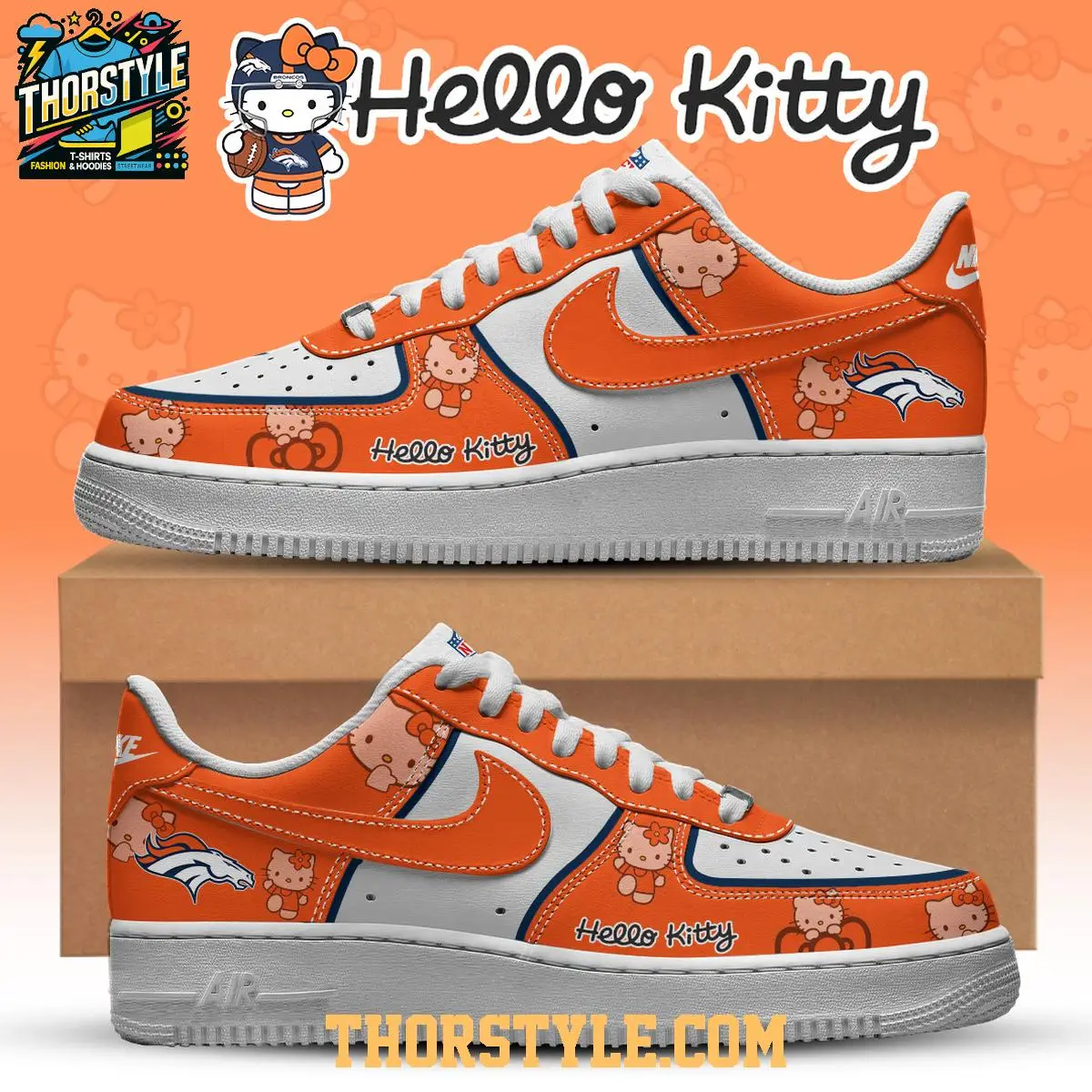 Denver Broncos Hello Kitty NFL 2025 X-mas Personalized Air Force 1 Shoes