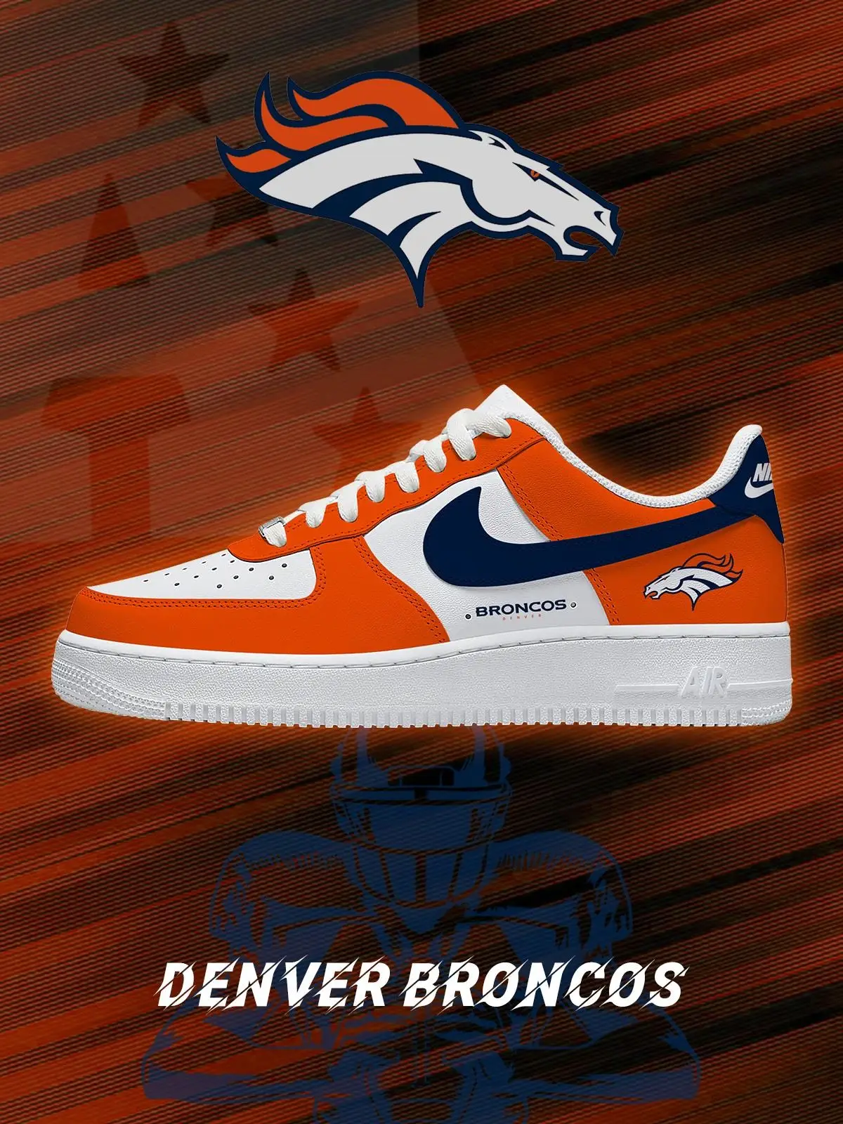 Denver Football Custom Air Force 1 Sneakers - NFL Fan Edition | BN78