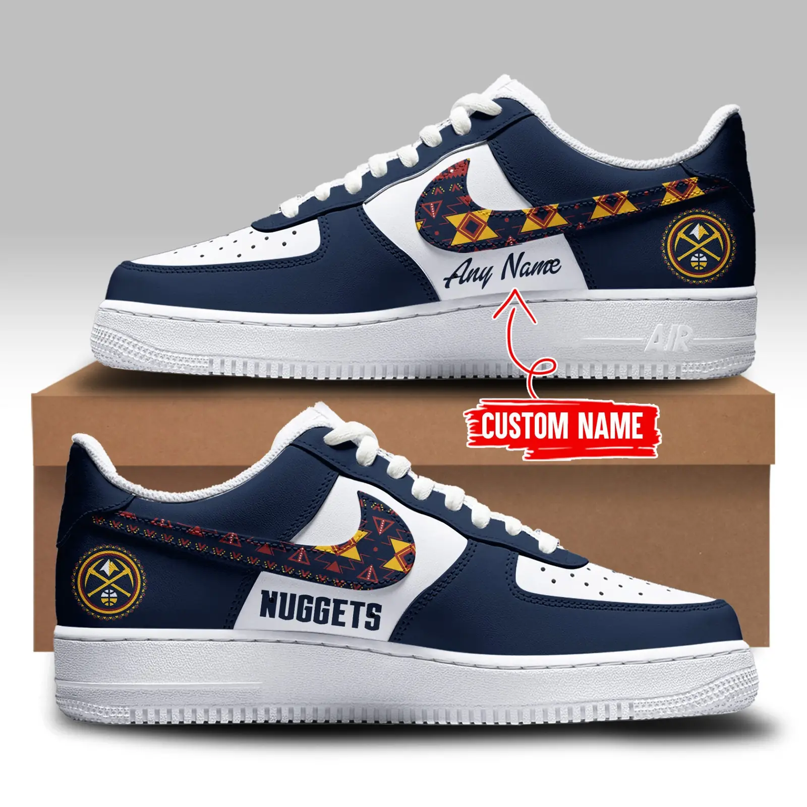 Denver Nuggets - Nuggets Limited Edition Custom Name Air Force 1 Shoes | RI97
