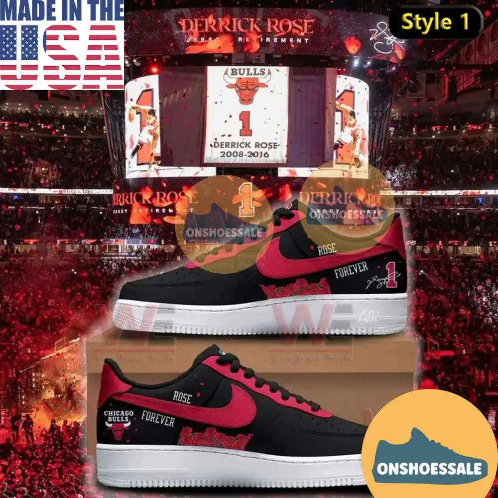 Derrick Rose Chicago Bulls Limited Edition Air Force 1 Shoes - Best Gift Shoes Derrick Rose Chicago Bulls Limited Edition Air Force 1 Shoes - Best Gift Shoes - Image 1